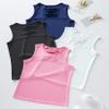 Girls 4 Pack Athletic Tank Tops, Pleated Mesh Back- Dry Fit Active Performance Shirts for Dance, Gymnastics, & Everyday Wear (Set 2, Youth Large) view 4
