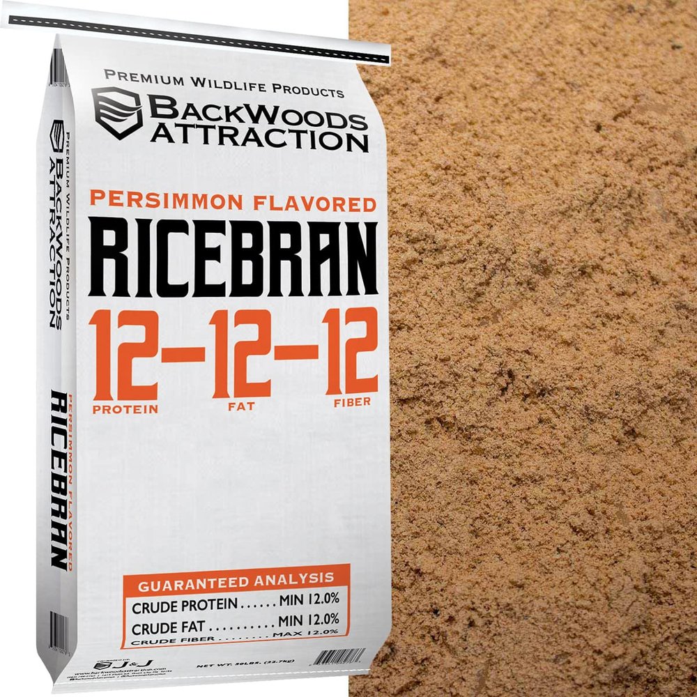 Backwoods Premium Wildlife Products Deer Attractants - Persimmon Rice Bran Deer Feed, 50 Pound Bag