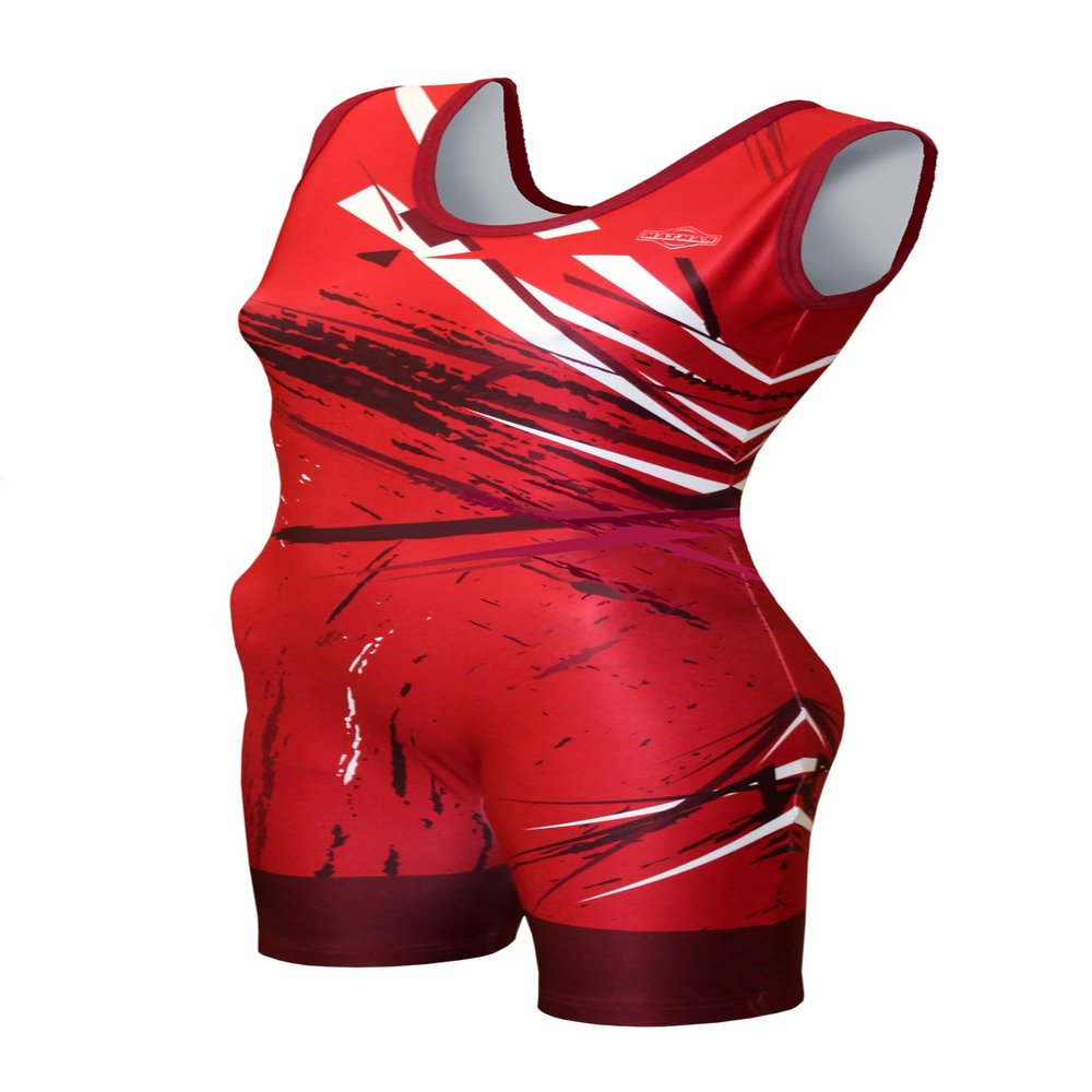 Matman USA The Breakdown Tournament Women's Wrestling Singlet (Red, X-Small)