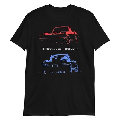1963 Split Window 'Vette Sting Ray C2 American Collector Car Custom T-Shirt Black
