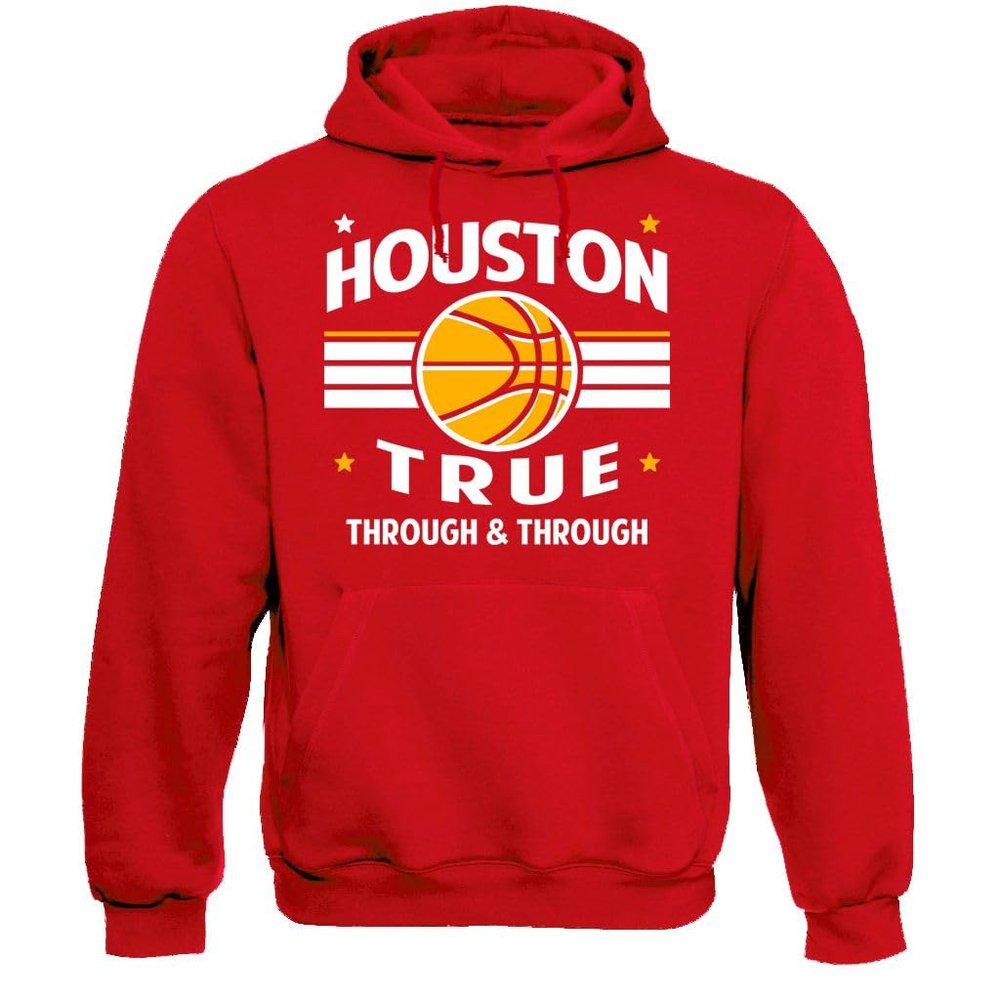 Xtreme Apparrel Houston Basketball Retro Team Men's Fan Hoodie Sweatshirt (Red Hoodie, 3XL)
