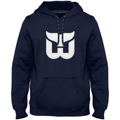 Bulletin Hartford Whalers Vintage NHL Express Twill Logo Hoodie - Navy