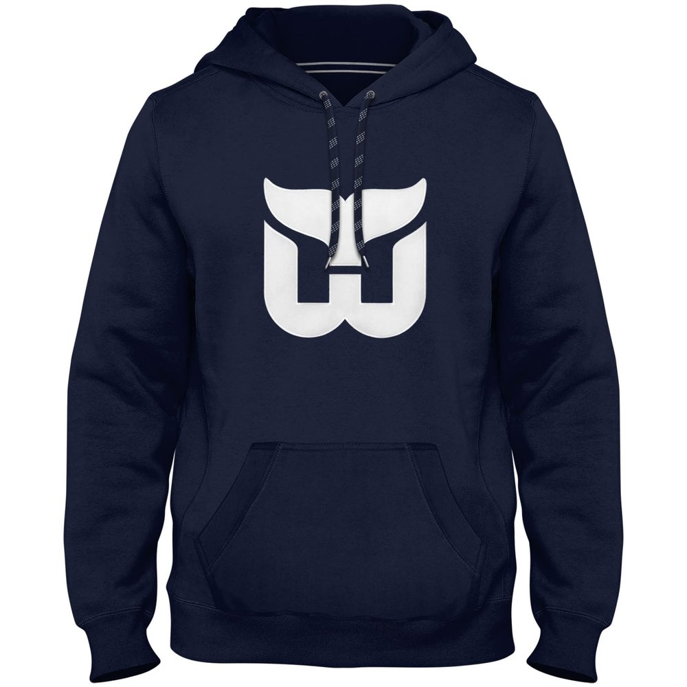 Bulletin Hartford Whalers Vintage NHL Express Twill Logo Hoodie - Navy