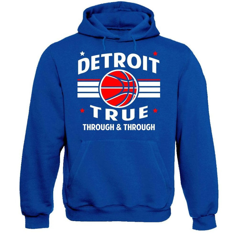 Xtreme Apparrel Detroit Basketball Retro Team Men's Fan Hoodie Sweatshirt (Royal Hoodie, 3XL)