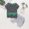 Baby Boy's Clothing Crocodiles +Short Leisur Kids Boys Toddler Cartoon Stripe Tops Sets T-Shirt (Grey, 18-24 Months) view 4