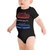 1964 Chevy Impala American Classic Car Patriotic Colors Custom Baby Onesie Short Sleeve one Piece view 1