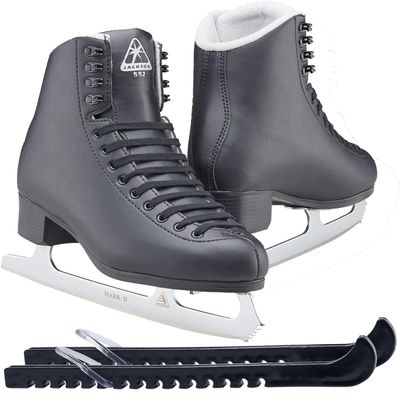 Jackson Ultima Classic JC552 Mens/Boys Figure Ice Skates, Medium Width, Bundle with Skate Guards Mens Size 10
