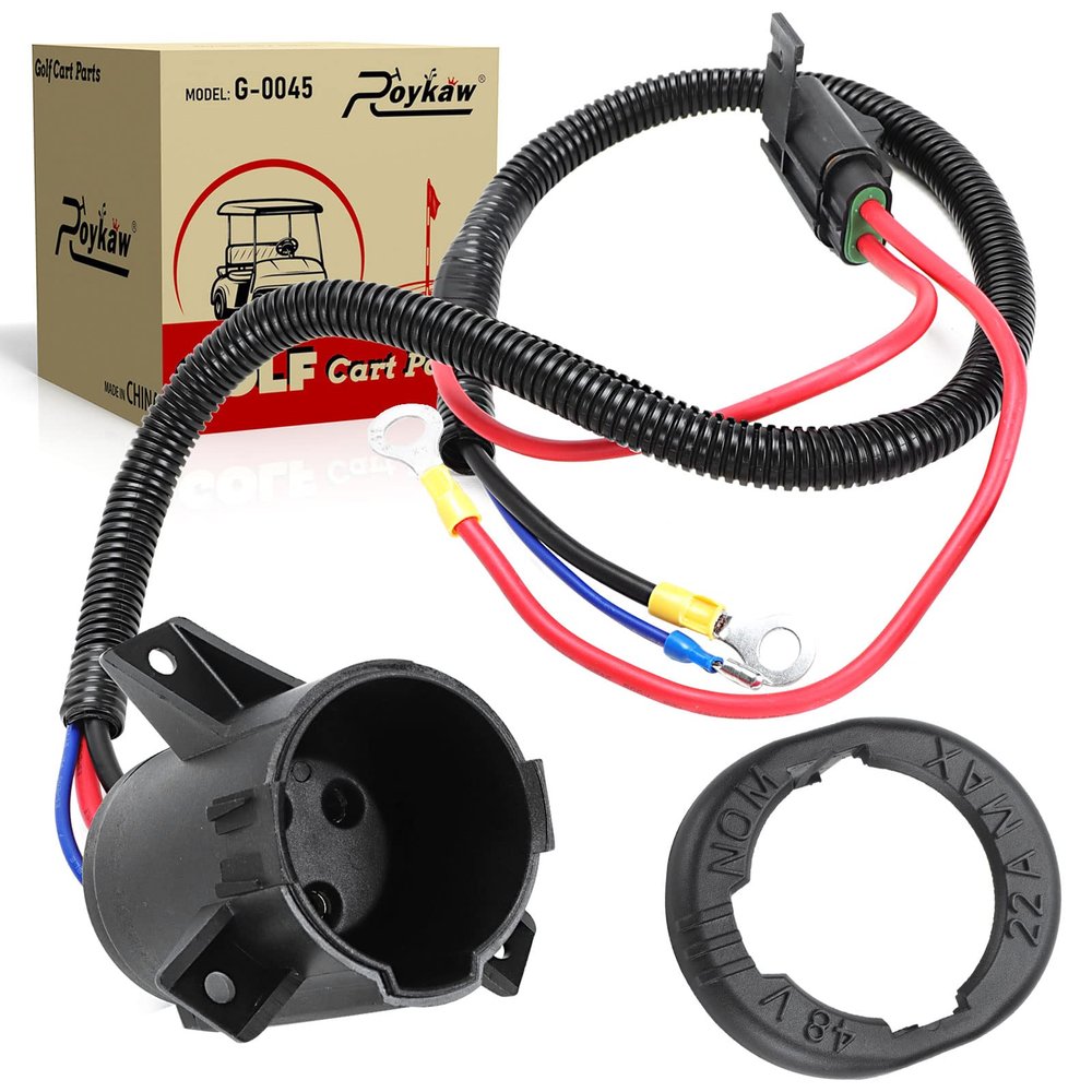 Roykaw Golf Cart 48 Volts Charger DC Receptacle with Fuse Assembly for Club Car Precedent Tempo 2014-up Electric Golf Carts, OEM#105137401