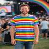 Funny World Rainbow Striped Shirt Men Crewneck Short Sleeve Pride T Shirts, X-Large view 3