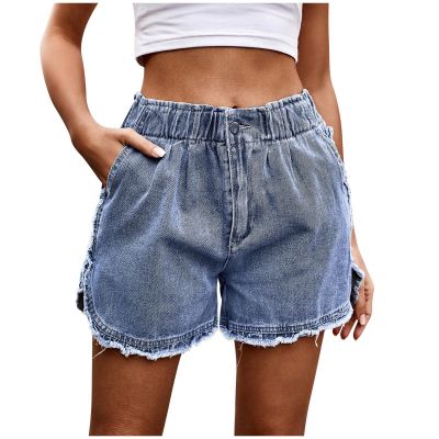 NaRHbrg Denim Skirts for Women's Casual Distressed Ripped A-Line Denim Short Skirt Zipper Front Denim Mini Skirt with Pocket
