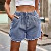 NaRHbrg Denim Skirts for Women's Casual Distressed Ripped A-Line Denim Short Skirt Zipper Front Denim Mini Skirt with Pocket view 2
