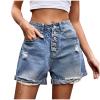 NaRHbrg Denim Skirts for Women's Casual Distressed Ripped A-Line Denim Short Skirt Zipper Front Denim Mini Skirt with Pocket view 1