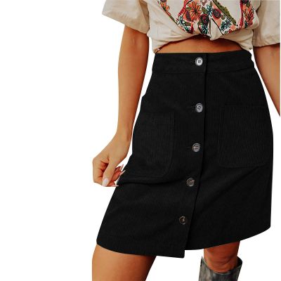 NaRHbrg Denim Skirts for Women's Casual Distressed Ripped A-Line Denim Short Skirt Zipper Front Denim Mini Skirt with Pocket