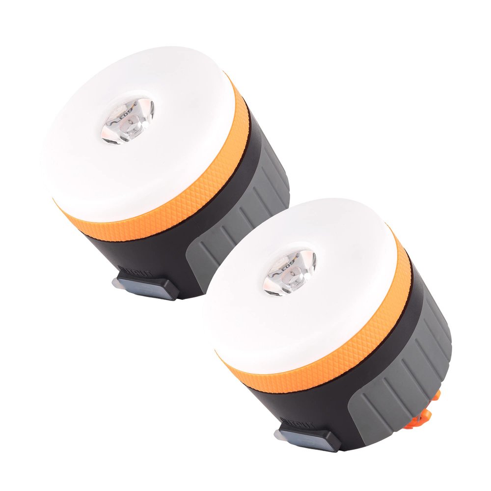 LIT-PaTH LED Camping Light, Rechargeable Lantern with Magnet Base, 4400 mAh, Survival Kit for Emergency, Hurricane, Outage, Large Orange, 2 Pack