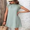 2023 Women's Dresses Contrast Lace Raglan Sleeve Mock Neck Dress Women's Dresses (Color : Mint Green, Size : Large) view 1
