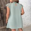2023 Women's Dresses Contrast Lace Raglan Sleeve Mock Neck Dress Women's Dresses (Color : Mint Green, Size : Large) view 2