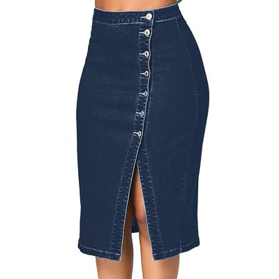 NaRHbrg Denim Skirts for Women's Casual Distressed Ripped A-Line Denim Short Skirt Zipper Front Denim Mini Skirt with Pocket