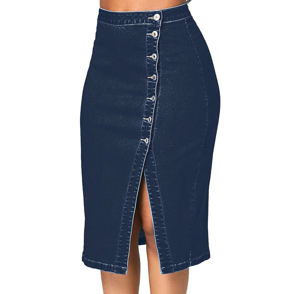NaRHbrg Denim Skirts for Women's Casual Distressed Ripped A-Line Denim Short Skirt Zipper Front Denim Mini Skirt with Pocket