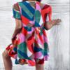2023 Women's Dresses All Over Print Ruffle Hem Smock Dress Women's Dresses (Color : Multicolor, Size : Large) view 2