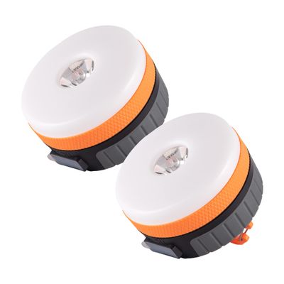 LIT-PaTH LED Camping Lantern, Rechargeable Light with Magnet Base, 2200 mAh, Survival Kit for Emergency, Hurricane, Outage, Medium Orange, 2 Pack