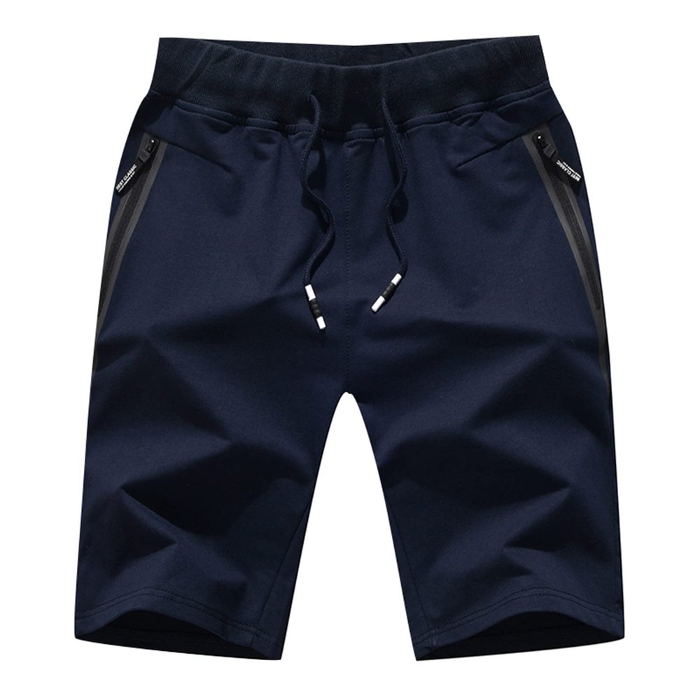 RTRDE Mens Shorts, Shorts Casual for Men Brown Shorts Big and Tall Men's Outdoor Fashion Sports Casual Basketball Shorts Running Training Summer Flat Front Blue Black Khaki Casual 9 (L, Dark Blue-2)