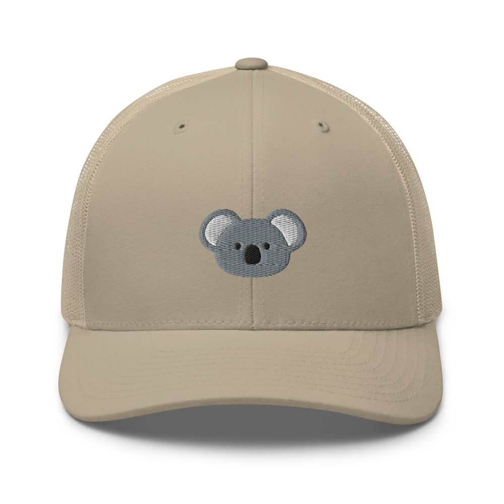 Koala Trucker hat, Embroidered hat Adult, Koala Hats for Men, for Women, Koala Gifts for Koala Lovers. Khaki