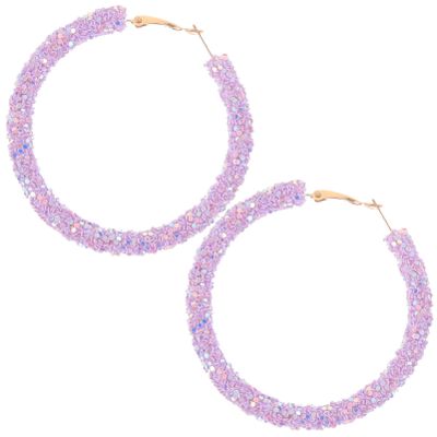 1Pair Loop Earrings for Women Sparkly Big Circle Ear Jewelry Hand-crafted Fashionable Statement Earrings for Special Occasions and Daily Wear