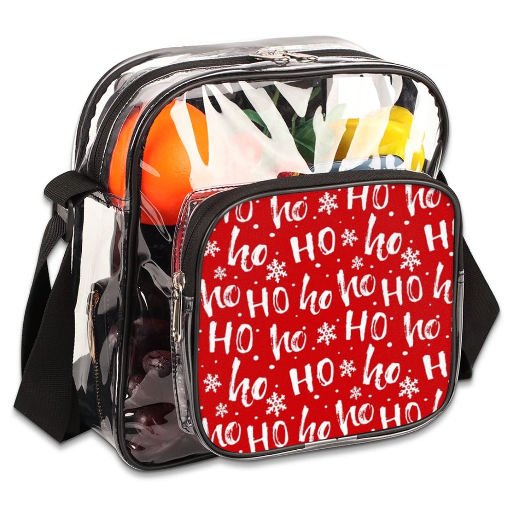bisibuy Christmas Ho Letter Clear Crossbody Bag Clear Messenger Bag Shoulder Bags Clear Purse Stadium Approved for Concerts Sports Events Work Travel