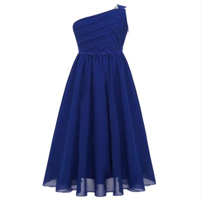 Jhaoyu Kids Girls One Shoulder Sequin Flower Girls Dress Pageant Princess Dress Bridesmaid Wedding Party Prom Gown Royal Blue A 12 Years