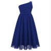 Jhaoyu Kids Girls One Shoulder Sequin Flower Girls Dress Pageant Princess Dress Bridesmaid Wedding Party Prom Gown Royal Blue A 12 Years view 1