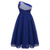 Jhaoyu Kids Girls One Shoulder Sequin Flower Girls Dress Pageant Princess Dress Bridesmaid Wedding Party Prom Gown Royal Blue A 12 Years view 2
