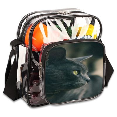 Cat Portrait Animals Clear Crossbody Bag Clear Messenger Bag Shoulder Bags Clear Purse Stadium Approved for Concerts Sports Events Work Travel