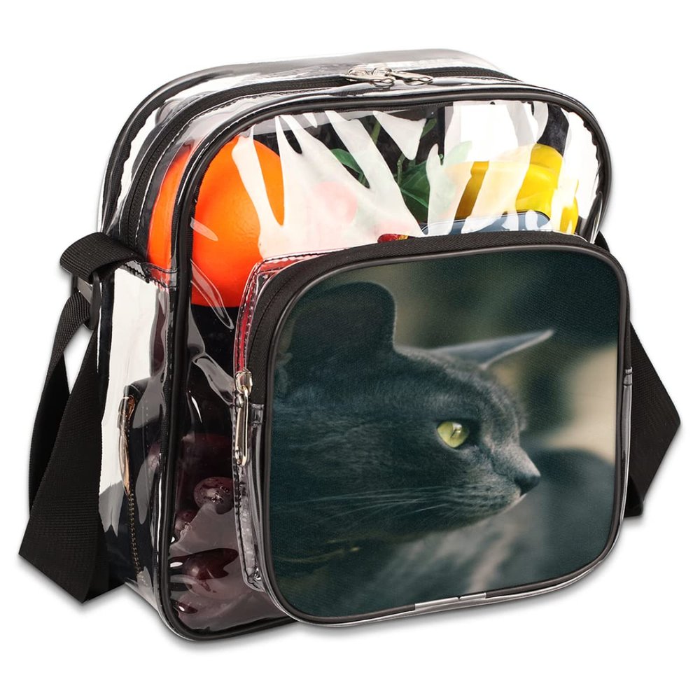 Cat Portrait Animals Clear Crossbody Bag Clear Messenger Bag Shoulder Bags Clear Purse Stadium Approved for Concerts Sports Events Work Travel