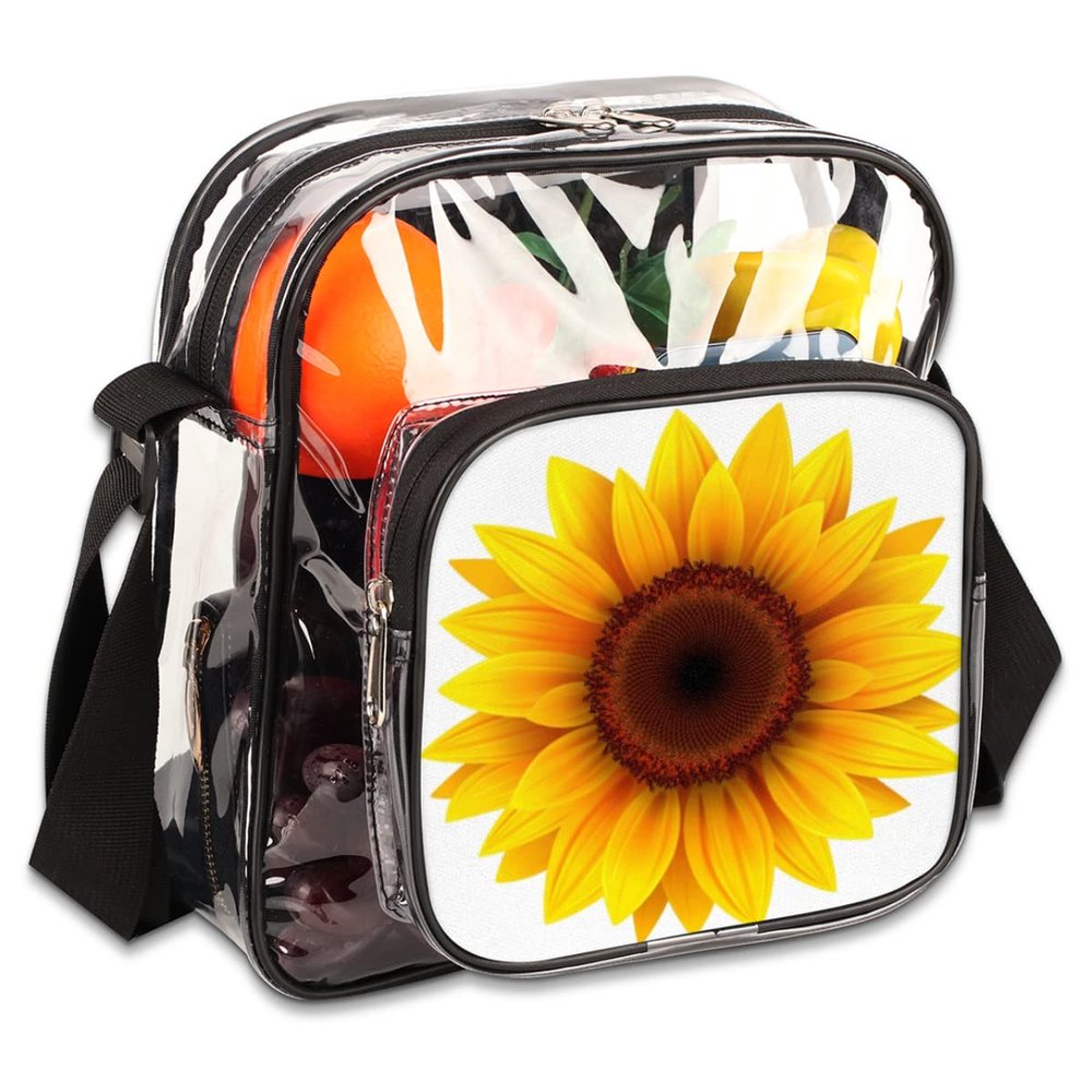 bisibuy Sunflower Clear Crossbody Bag Clear Messenger Bag Shoulder Bags Clear Purse Stadium Approved for Concerts Sports Events Work Travel