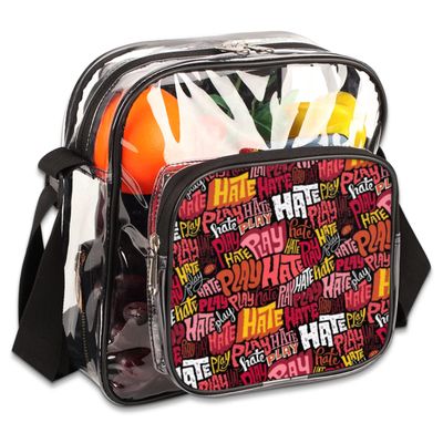 bisibuy Letters Doodles Pattern Clear Crossbody Bag Clear Messenger Bag Shoulder Bags Clear Purse Stadium Approved for Concerts Sports Events Work Travel