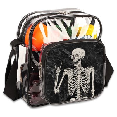 bisibuy Skull Marble Pattern Clear Crossbody Bag Clear Messenger Bag Shoulder Bags Clear Purse Stadium Approved for Concerts Sports Events Work Travel
