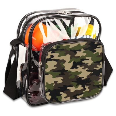 bisibuy Camouflage Green Clear Crossbody Bag Clear Messenger Bag Shoulder Bags Clear Purse Stadium Approved for Concerts Sports Events Work Travel