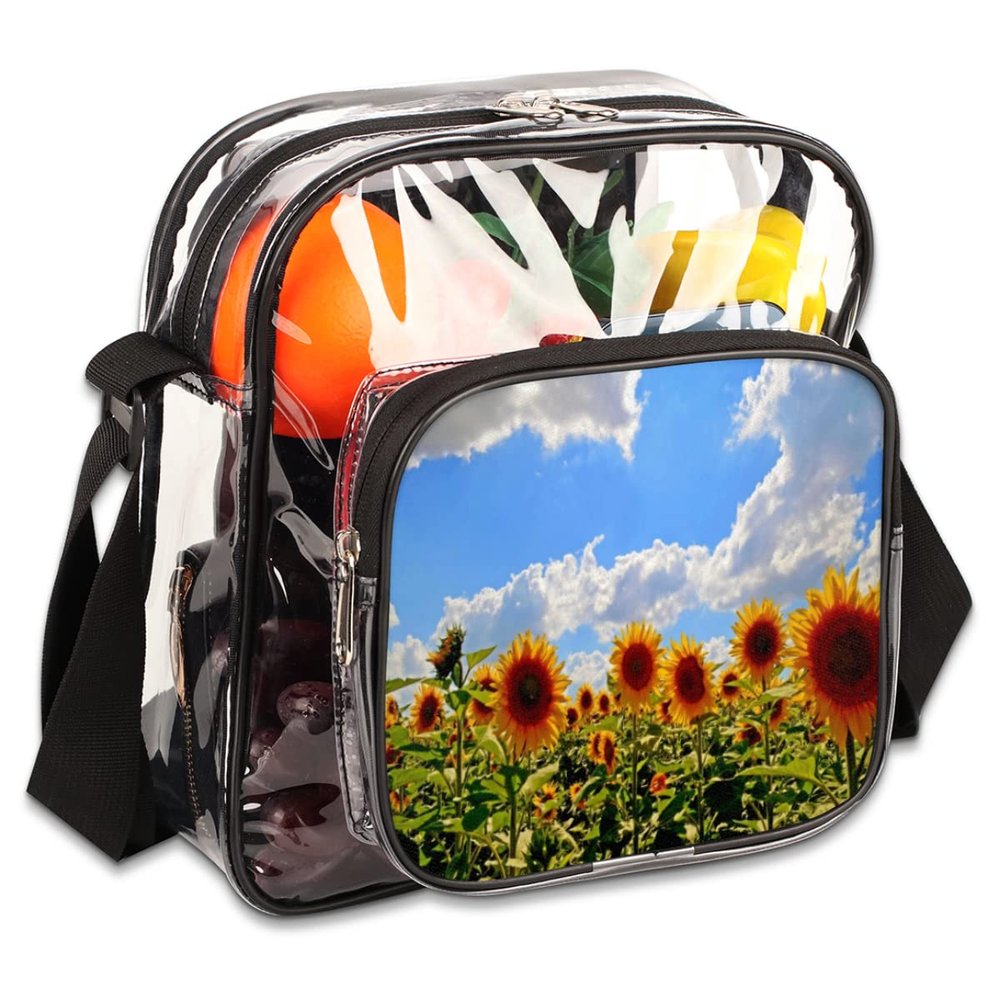 bisibuy Summer Sunflower Clear Crossbody Bag Clear Messenger Bag Shoulder Bags Clear Purse Stadium Approved for Concerts Sports Events Work Travel