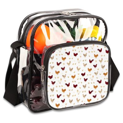bisibuy Farmhouse Rooster Chicken Clear Crossbody Bag Clear Messenger Bag Shoulder Bags Clear Purse Stadium Approved for Concerts Sports Events Work Travel