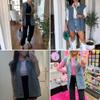FindThy Womens Vintage Denim Jean Vest Oversized Button Down Jean Waistcoat Gilet(1481-Blue-XL-LB) view 4