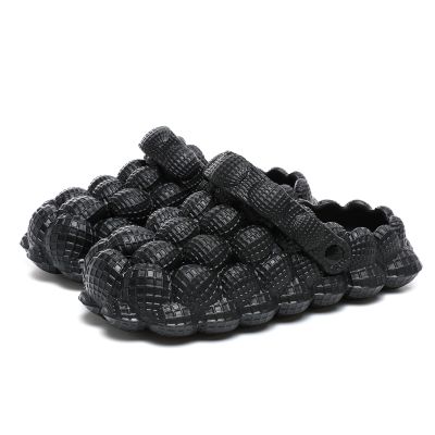 JSWEI Bubble Slides - Non-slip Spa Slippers, Massage Slippers, Funny Shoes, Unisex Breathable Beach Sandals, Soft Pillow Stress Relief Slide - Black