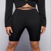 SOFULU Crisscross Waist Solid Shorts (Color : Black, Size : Medium) view 1