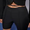 SOFULU Crisscross Waist Solid Shorts (Color : Black, Size : Medium) view 4