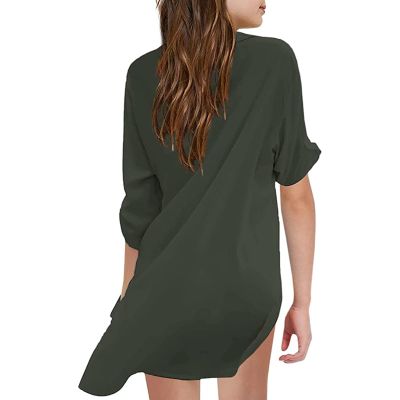 Little Girl's Kids Swimsuit Beach Cover Up for Girl Chiffon Shirt Bikini Beachwear Bathing Suit Girls Bathing Suits (Army Green, 4-5 Years)