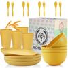 Wheat Straw Dinnerware Sets, Homienly 20pcs Unbreakable Microwave Dishwasher Safe Tableware Lightweight Bowls, Cups, Plates Set Reusable Dinner Plates Bowls set (Yellow) view 1