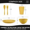 Wheat Straw Dinnerware Sets, Homienly 20pcs Unbreakable Microwave Dishwasher Safe Tableware Lightweight Bowls, Cups, Plates Set Reusable Dinner Plates Bowls set (Yellow) view 2