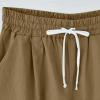 Women Summer Cotton Linen Shorts Plus Size Bermuda Shorts Drawstring Elastic Waist Pants with Pockets Loose Beach Shorts view 4