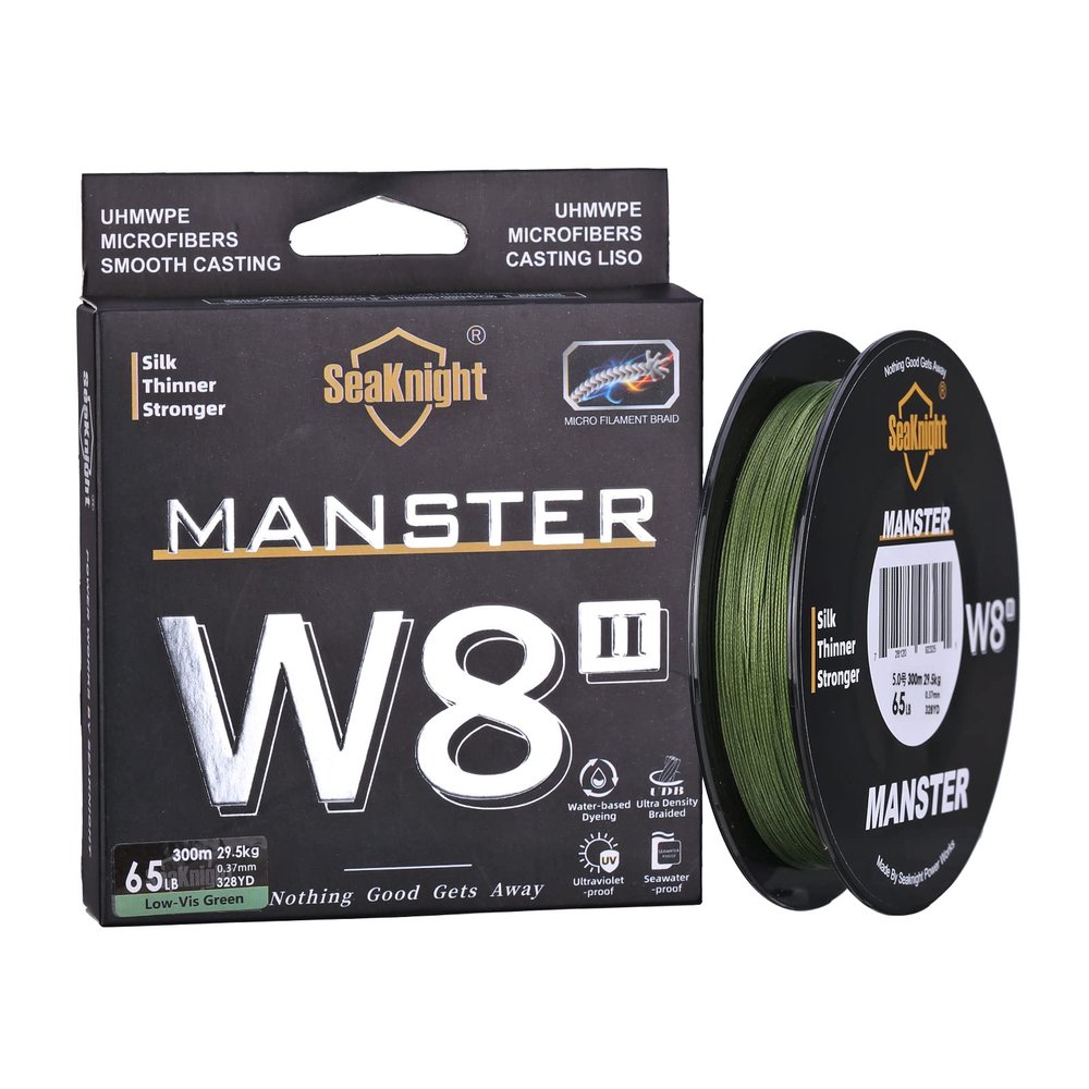 SeaKnight W8 II 8 Strands Braided Lines 164Yds/ 328Yds/ 547Yds Smooth PE Braid Multifilament Carp Fishing Lines Saltwater for Sea Fishing 15-100LB