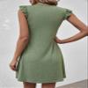 TIORU Women's Dress Ruffle Trim Deep Neck Dress (Color : Army Green, Size : Large) view 2