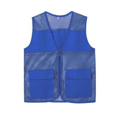 Altsuceser Adult Mesh Volunteer Activity Vest Supermarket Uniform Vests Clerk Workwear with Pockets Royal Blue 4XL
